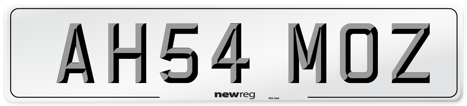 AH54 MOZ Number Plate from New Reg